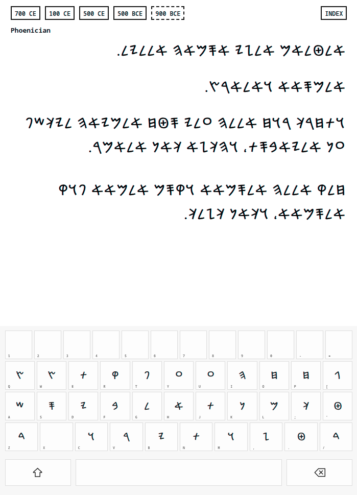 Diachronic Central Semitic keyboard
